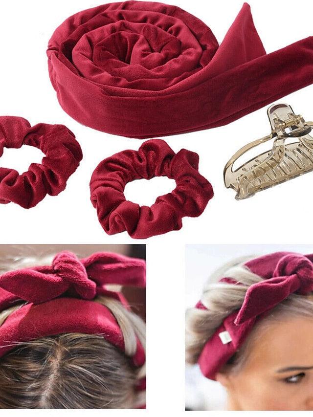 4pcs Women's Headbands Hair Band For Outdoor Street Daily Classic Fabric rice white Black Burgundy - LuckyFash™