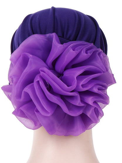 1pcs Women Floral Solid Hat Flower Stretchy Turban Bonnet Ladies Bandanas African Head Wrap - LuckyFash™