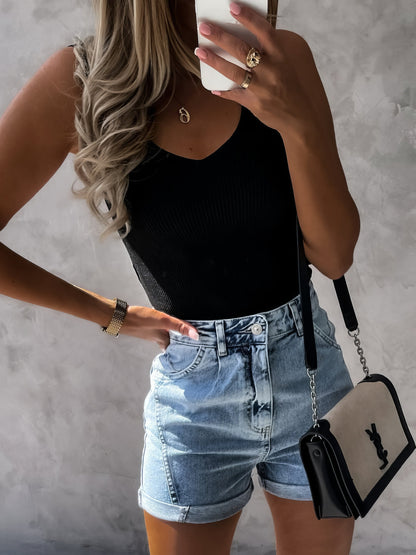 Pure Sleeveless V-Neck Casual Tank Tops - LuckyFash™