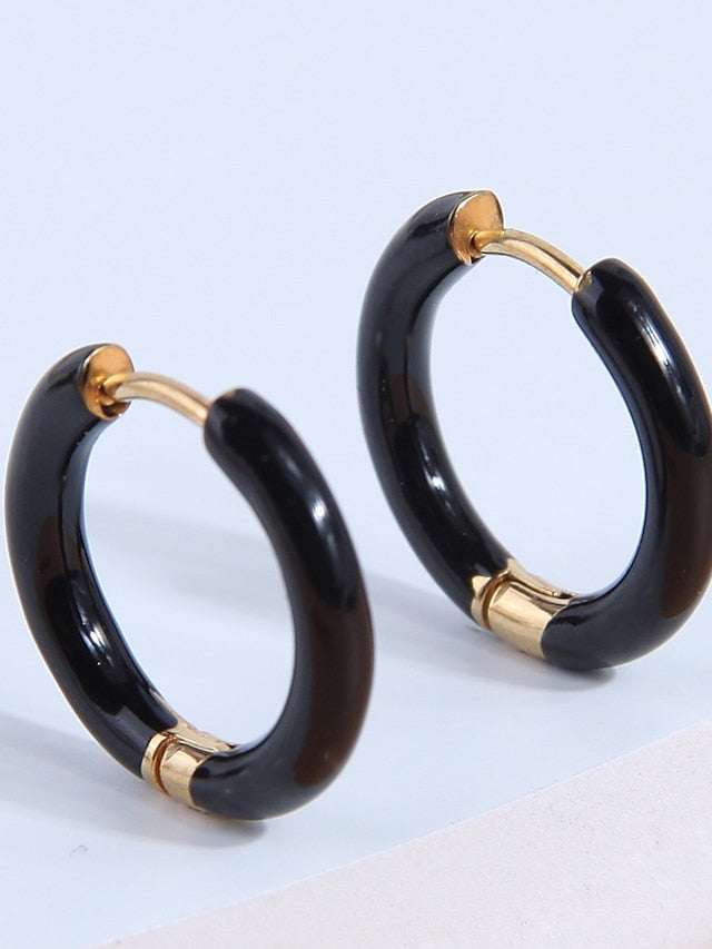 1 Pair Hoop Earrings Earrings For Women's Office Work Daily Stainless Steel Circle Fashion - LuckyFash™