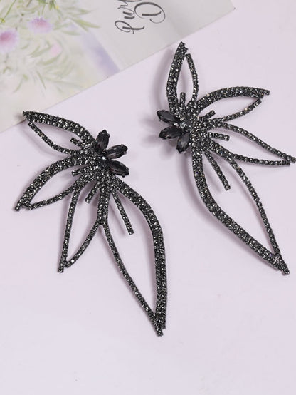 1 Pair Rhinestone Alloy Leaf Statement Earrings For Women's Party Evening Daily - LuckyFash™