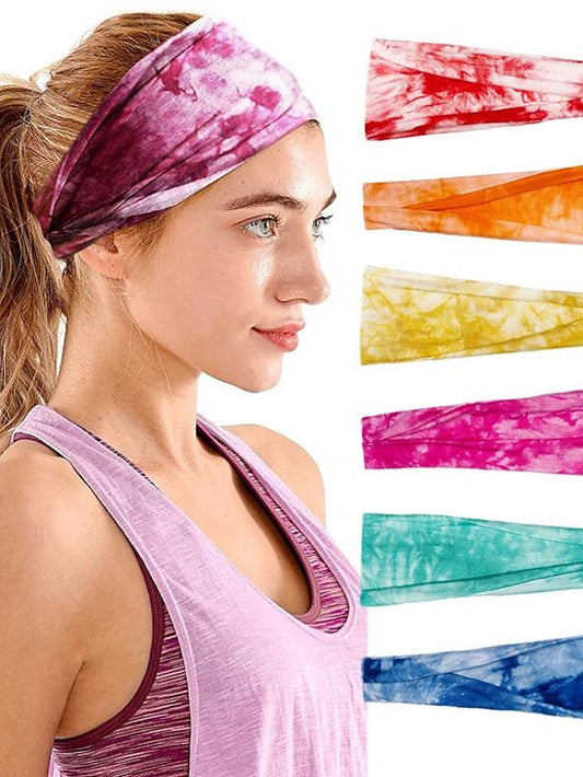 1PC Women's Girls' Headbands Headband For Outdoor Fabric Tie dye green Tie Dye Purple Tie Dye Yellow - LuckyFash™