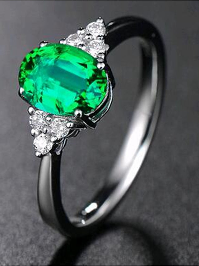 1PC Ring Adjustable Ring For Women's AAA Cubic Zirconia Green Street Date Alloy - LuckyFash™