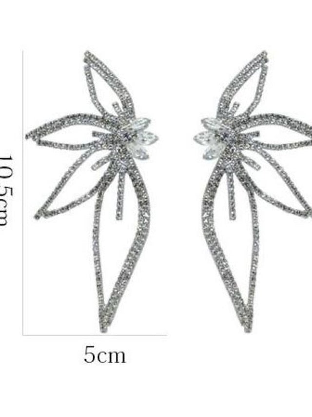 1 Pair Rhinestone Alloy Leaf Statement Earrings For Women's Party Evening Daily - LuckyFash™