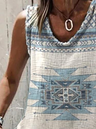 Retro Geometric Print Loose Tank Top - LuckyFash™
