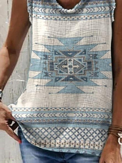 Retro Geometric Print Loose Tank Top - LuckyFash™