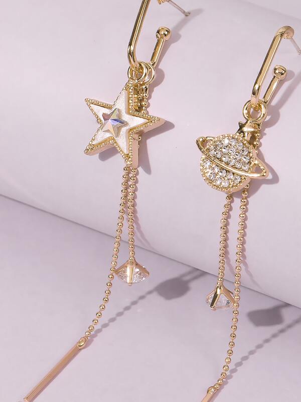Rhinestone Star & Planet Drop Earrings - LuckyFash™