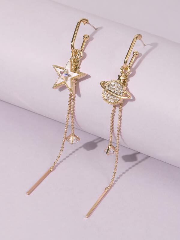 Rhinestone Star & Planet Drop Earrings - LuckyFash™