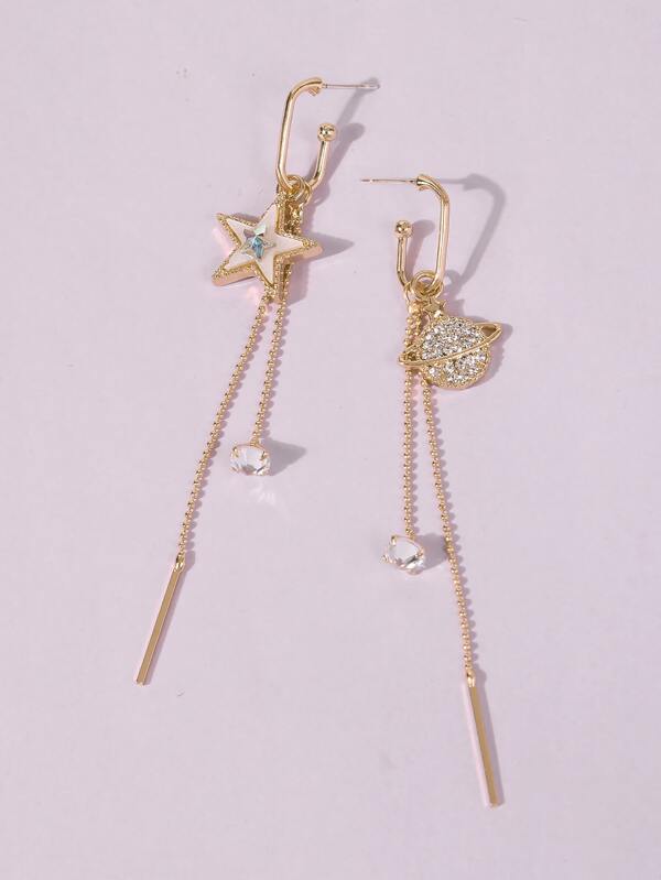 Rhinestone Star & Planet Drop Earrings - LuckyFash™