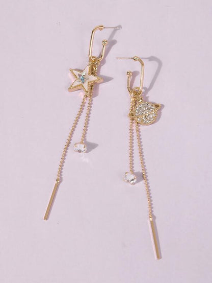 Rhinestone Star & Planet Drop Earrings - LuckyFash™