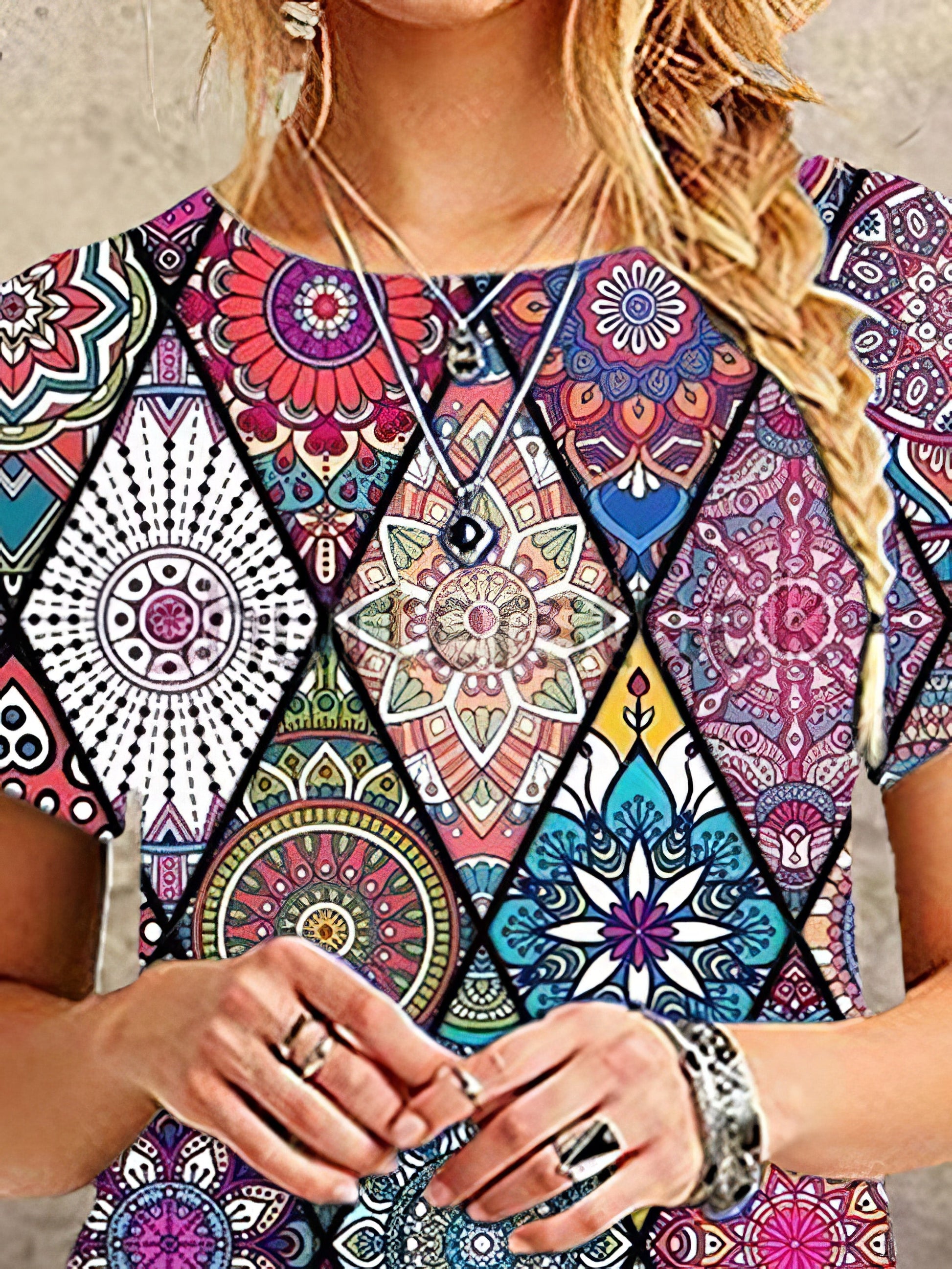Round Neck Print Casual Dress - LuckyFash™