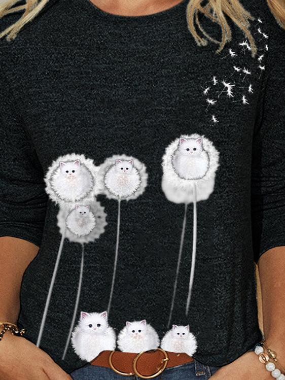 Round Neck Printed Long-sleeved Casual T-shirt - LuckyFash™