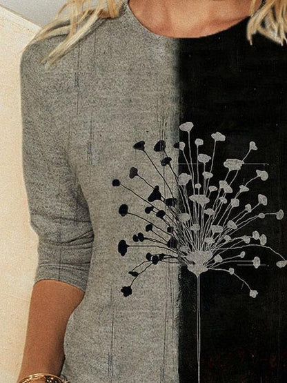 Round Neck Printed Long-sleeved Casual T-shirt - LuckyFash™