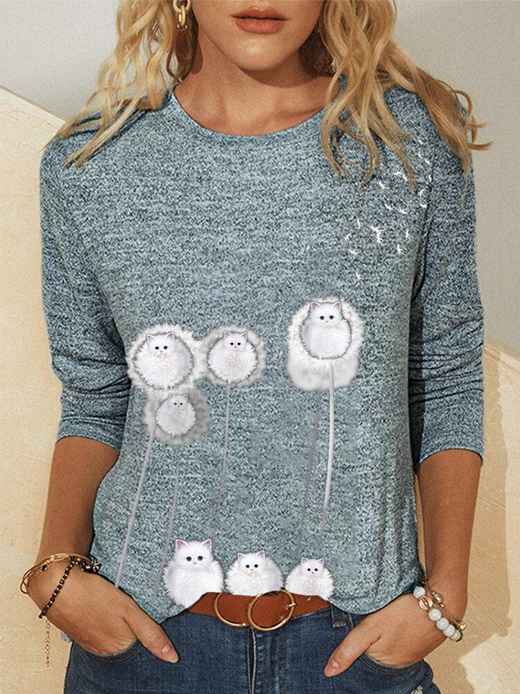 Round Neck Printed Long-sleeved Casual T-shirt - LuckyFash™