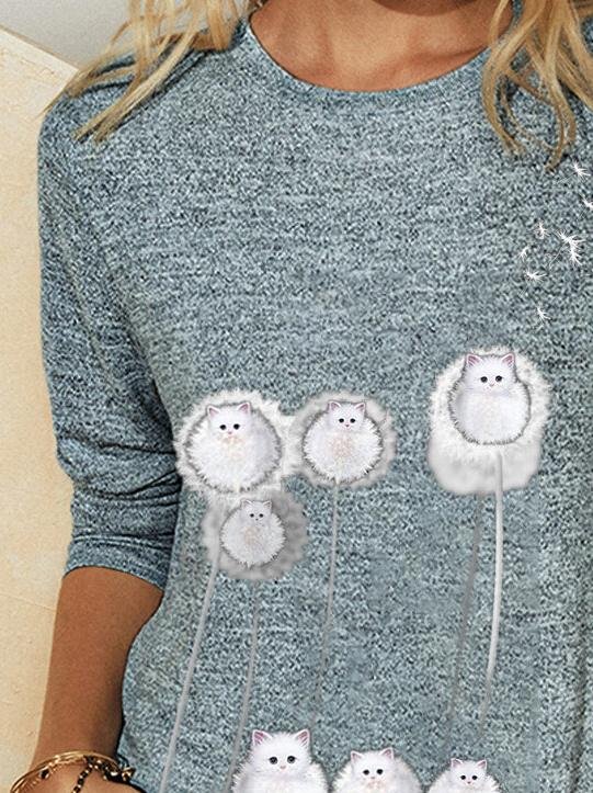 Round Neck Printed Long-sleeved Casual T-shirt - LuckyFash™