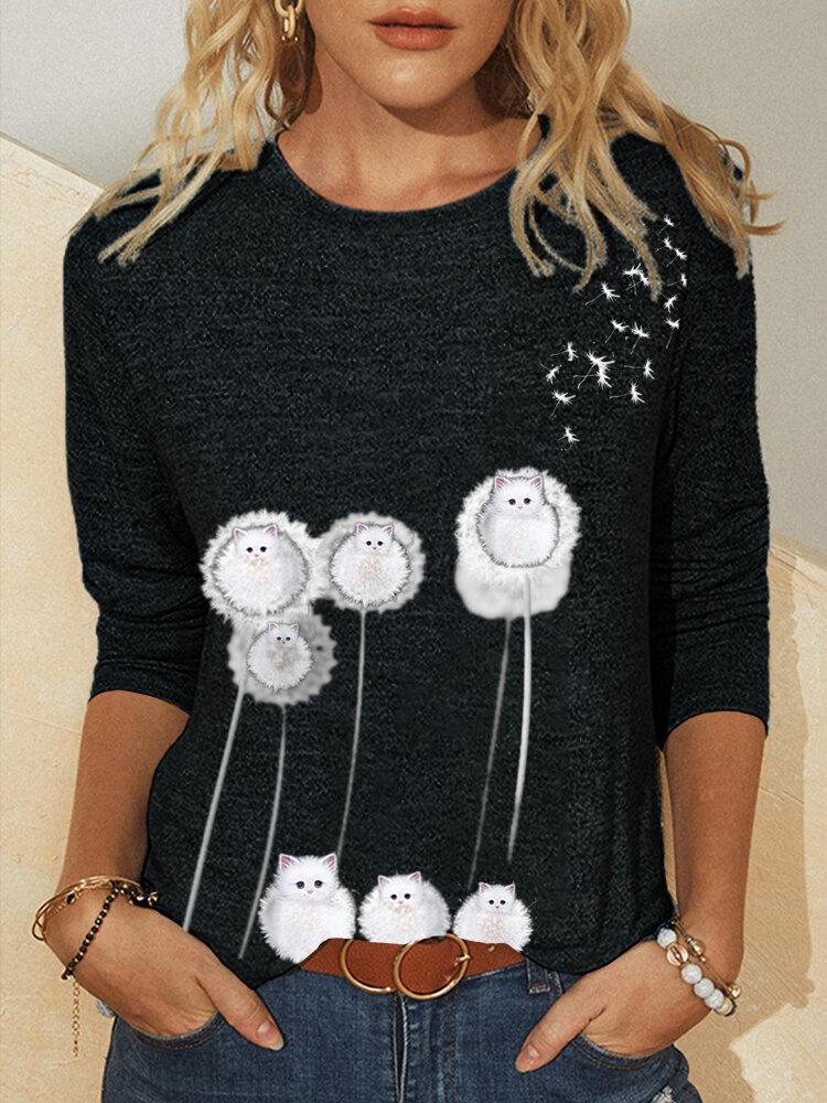 Round Neck Printed Long-sleeved Casual T-shirt - LuckyFash™