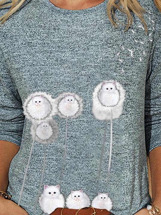 Round Neck Printed Long-sleeved Casual T-shirt - LuckyFash™