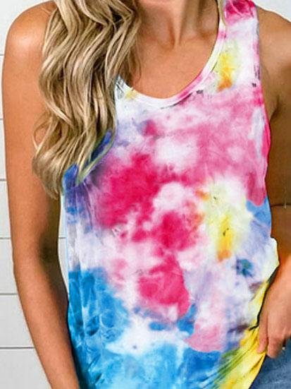 Round Neck Sleeveless Tie-dye Tank Top - LuckyFash™