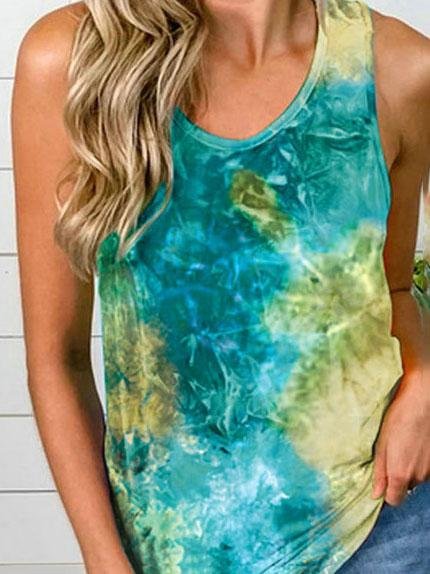Round Neck Sleeveless Tie-dye Tank Top - LuckyFash™
