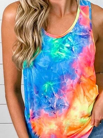 Round Neck Sleeveless Tie-dye Tank Top - LuckyFash™
