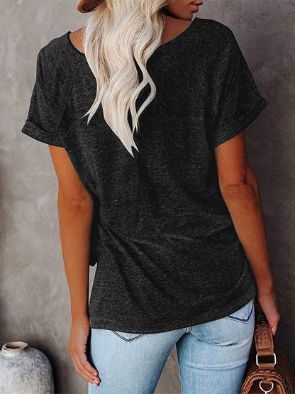 Round Neck Solid Loose Short Sleeve T-shirt - LuckyFash™