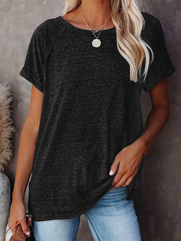 Round Neck Solid Loose Short Sleeve T-shirt - LuckyFash™