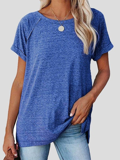 Round Neck Solid Loose Short Sleeve T-shirt - LuckyFash™