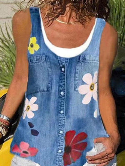 Round Neck Stitching Sleeveless Vest - LuckyFash™