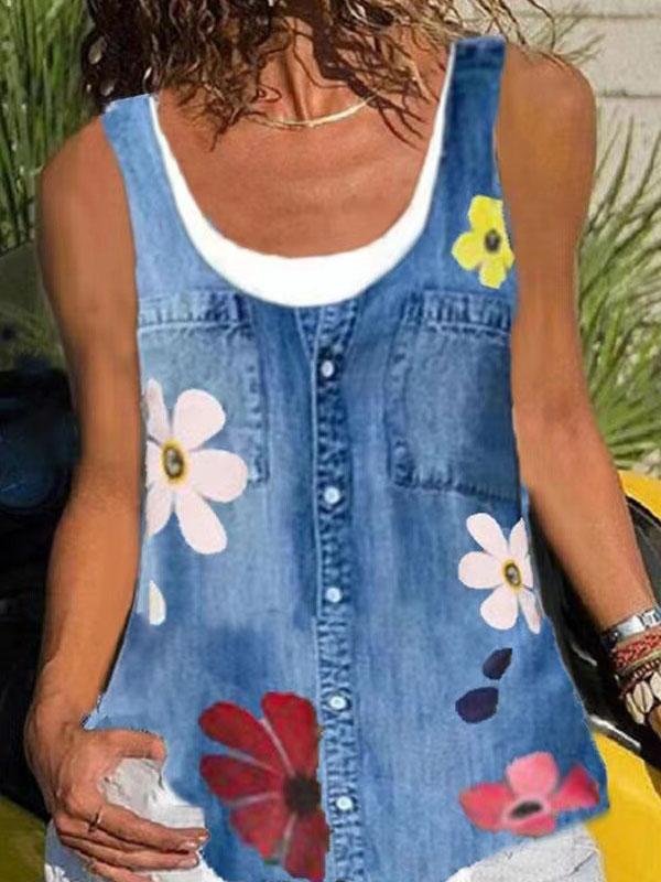 Round Neck Stitching Sleeveless Vest - LuckyFash™