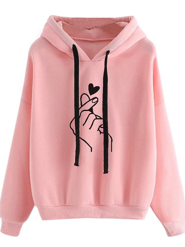 Hoodie Sweatshirt Pullover Basic Black Yellow Pink Graphic Street Hoodie Long Sleeve for Women - LuckyFash™