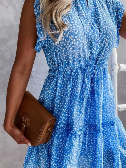 Ruffled Sleeveless Print Mini Dress - LuckyFash™