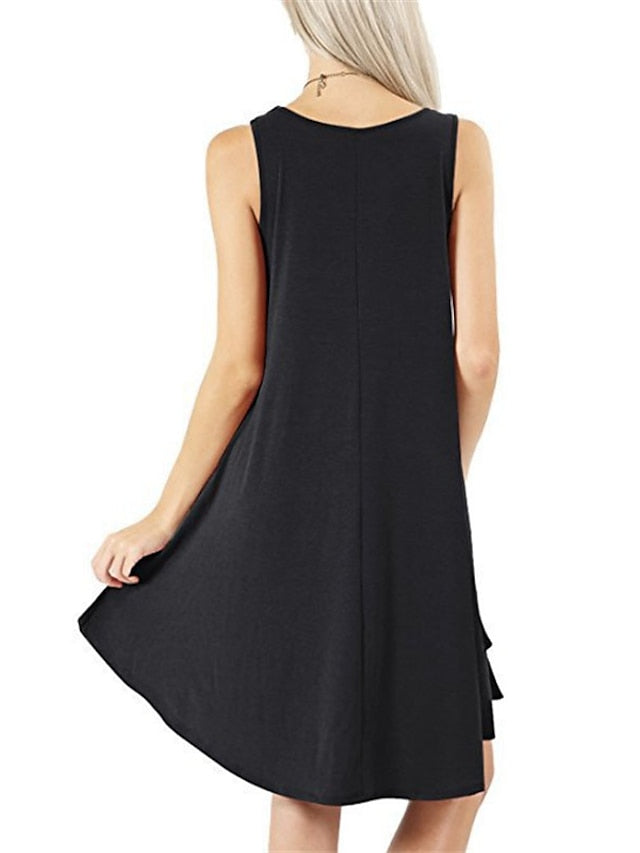 Women's Pajamas Nightgown Nighty Pjs Pure Color Comfort Soft Home Daily Cotton Crew Neck Sleeveless Pocket Spring Summer Blue Purple - LuckyFash™