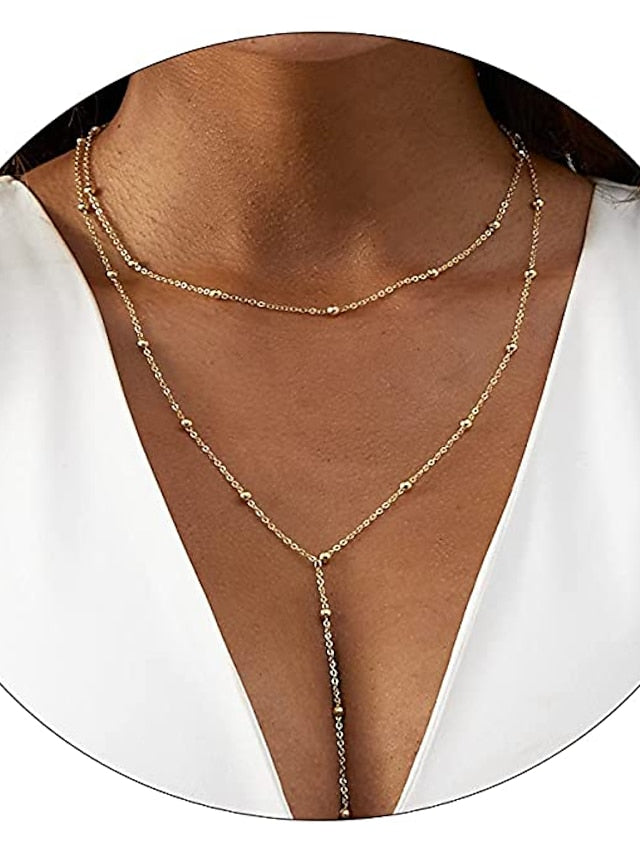 1PC Necklace 14K Gold Plated Zircon Y Lariat Necklaces Long Drop CZ Pendant Y Necklace for Women Dainty Diamond Chain Necklace Fashion Jewelry for Women - LuckyFash™