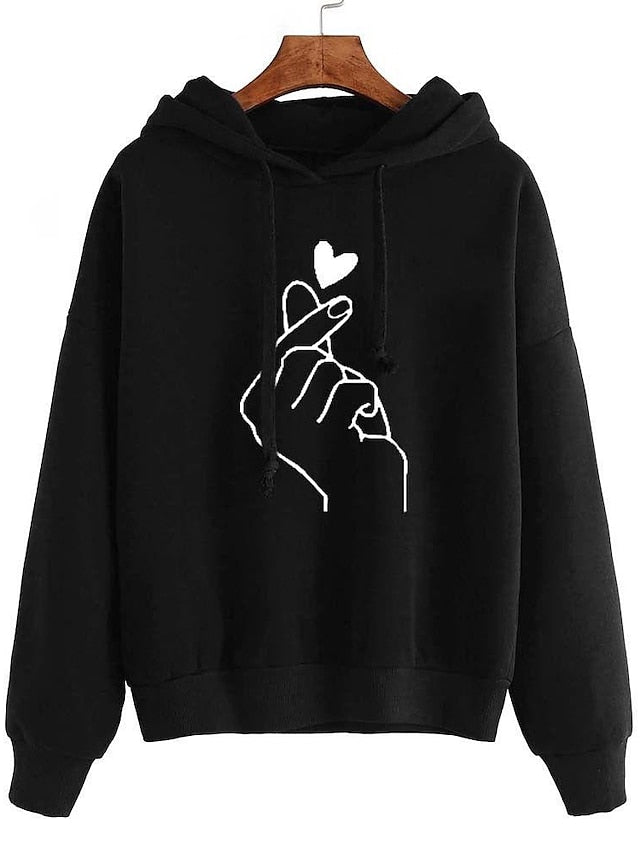 Hoodie Sweatshirt Pullover Basic Black Yellow Pink Graphic Street Hoodie Long Sleeve for Women - LuckyFash™