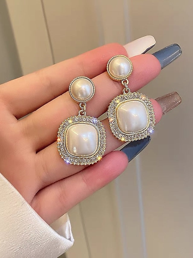 1 Pair Earrings For Women's Pearl Birthday Party Evening Engagement Imitation Pearl Alloy - LuckyFash™