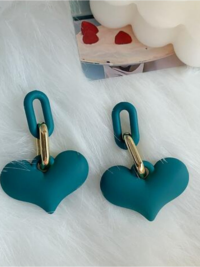 1 Pair Drop Earrings For Women's Street Date Acrylic Classic Sweet Heart - LuckyFash™