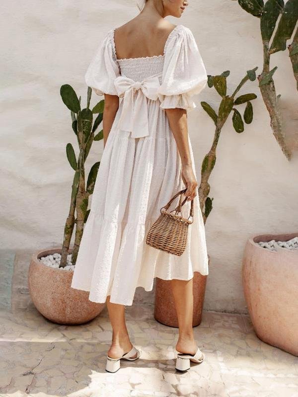 Short Sleeve High Waist Slim Jacquard Dress - LuckyFash™