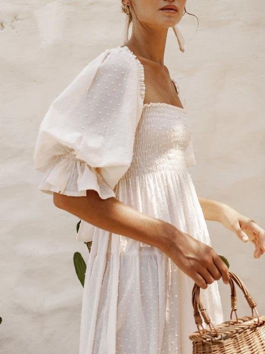 Short Sleeve High Waist Slim Jacquard Dress - LuckyFash™