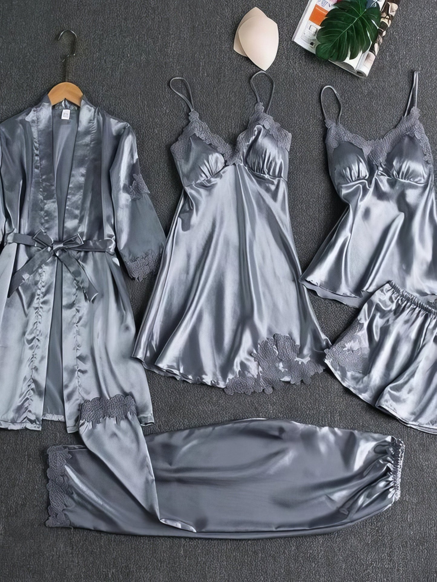 Silk 5 Piece Pajama Set - LuckyFash™