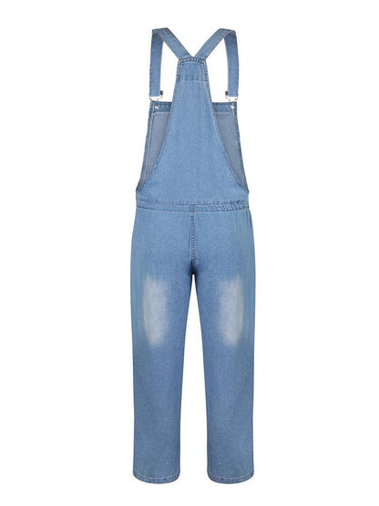 Simple Casual Drawstring Pocket Denim Jumpsuit - LuckyFash™