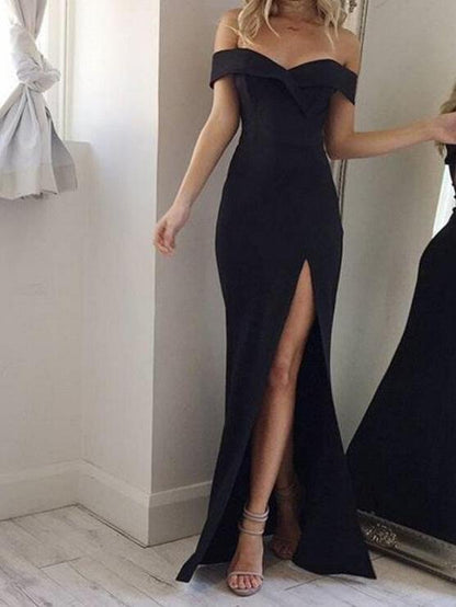 Simple Tube Top Slit Low Cut Maxi Dress - LuckyFash™
