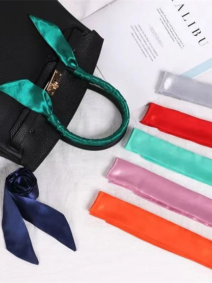 100*4cm Long Skinny Scarf for Lady Neck Tie Solid Silk Hairband Female Ribbon Belt Scarves Headband Bag Decoration - LuckyFash™