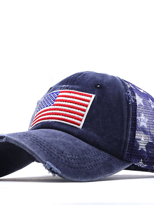 New American Flag Mesh Baseball Cap Trucker Hat Vintage Outdoor Breathable Sport Snapback Cap Hats for Women Men - LuckyFash™