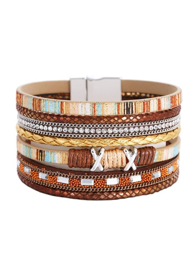 1PC Plaited Wrap Weave Statement Leather Bracelet Jewelry For  Women's Halloween Daily Beach - LuckyFash™