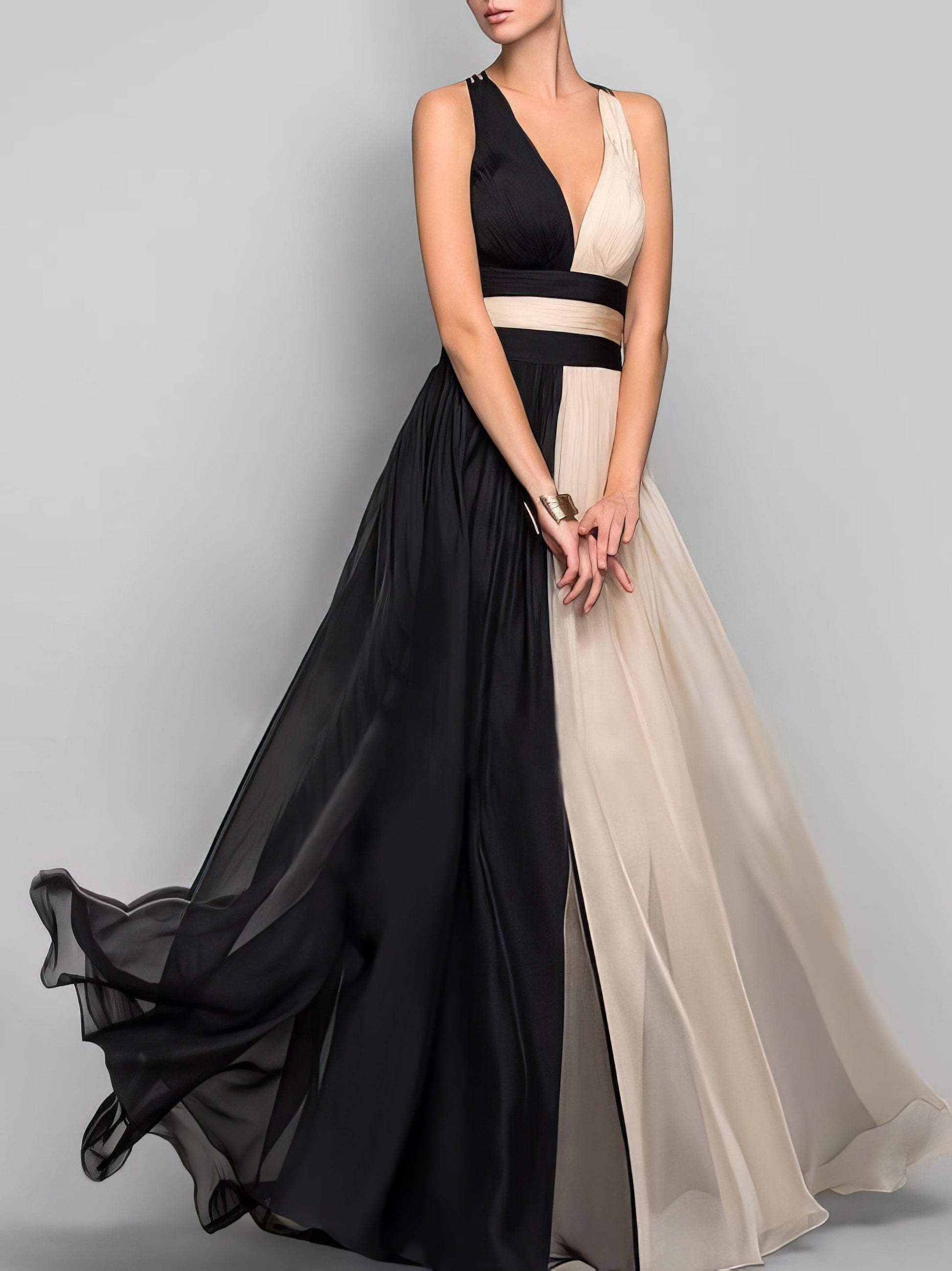 Sleeveless Colorblock High Waist Queen Dress - LuckyFash™