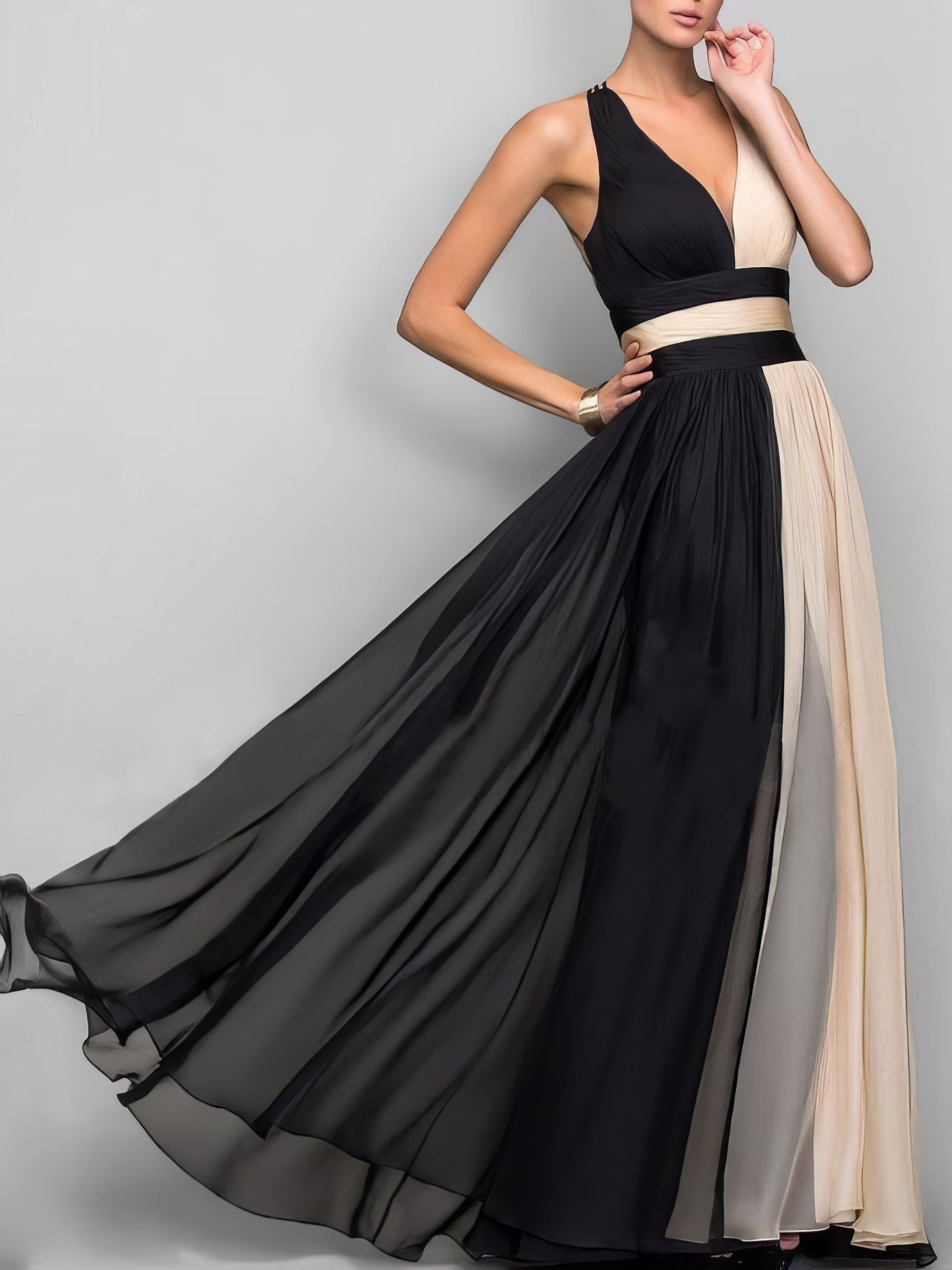 Sleeveless Colorblock High Waist Queen Dress - LuckyFash™