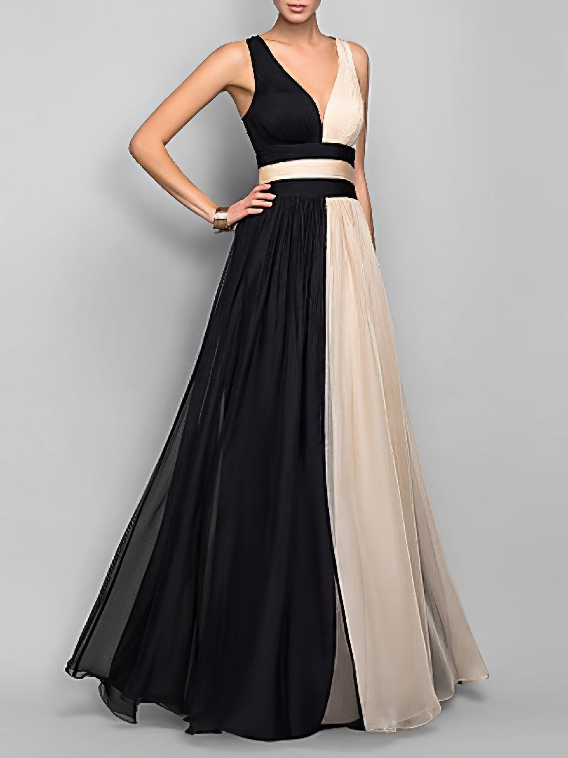 Sleeveless Colorblock High Waist Queen Dress - LuckyFash™