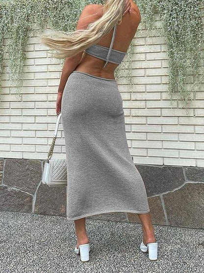 Sleeveless Halter Hollow Slim Dress - LuckyFash™