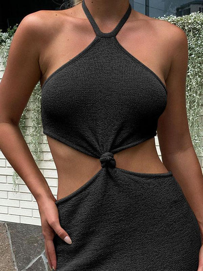 Sleeveless Halter Hollow Slim Dress - LuckyFash™