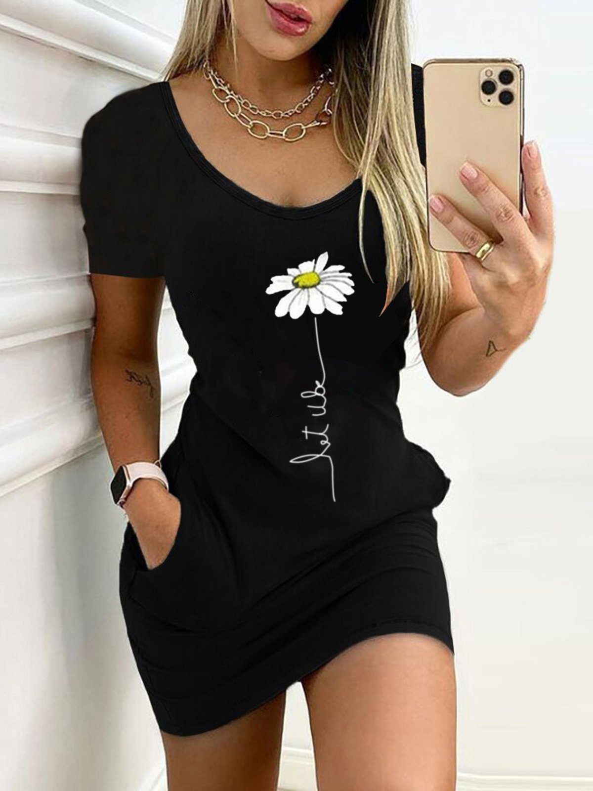 Slim Printed Short-sleeved Dress - LuckyFash™